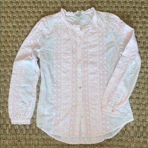 Sundance Women’s Baby Pink Lace Eyelet Button-Up Blouse sz Small